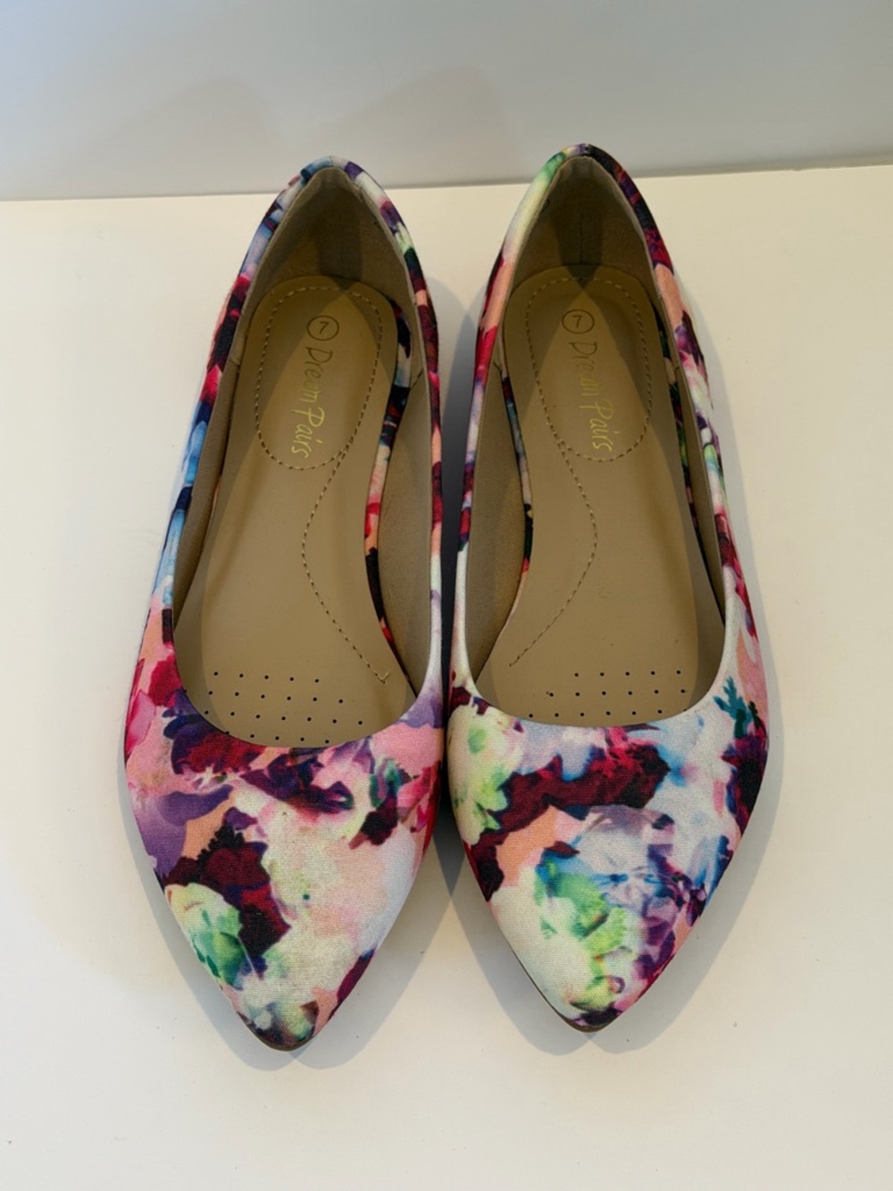 Dream Pairs Floral Pointed Toe Flats - Pink, Purple, Green, Blue 7